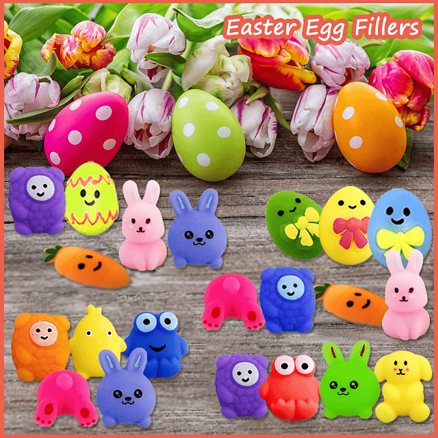 Squishy 80 juguetes blandos de Pascua, rellenos de cesta de