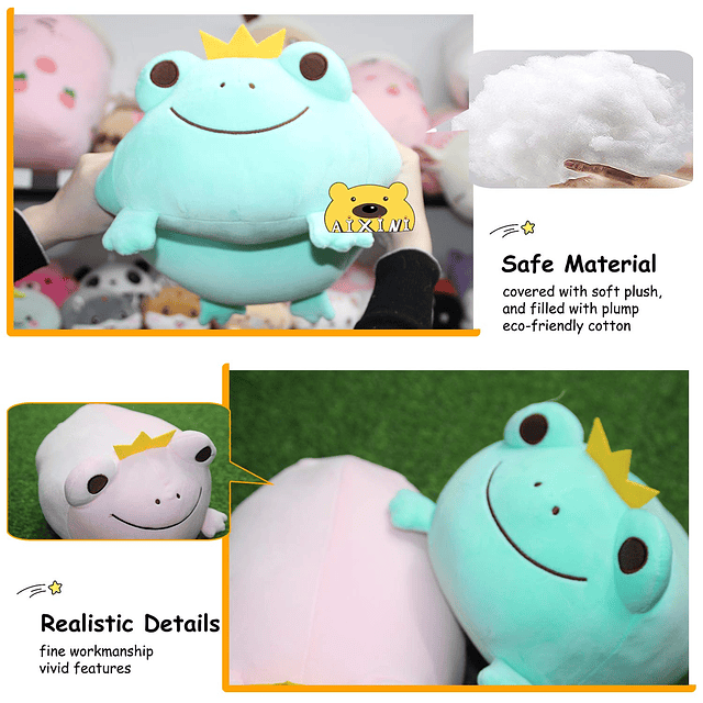 Squishy Juguete de peluche con forma de rana y corona de pel