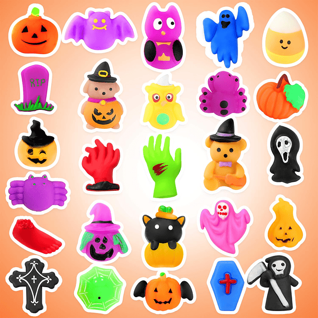 Squishy Juguetes blandos de Halloween, 26 piezas de Mochi Sq