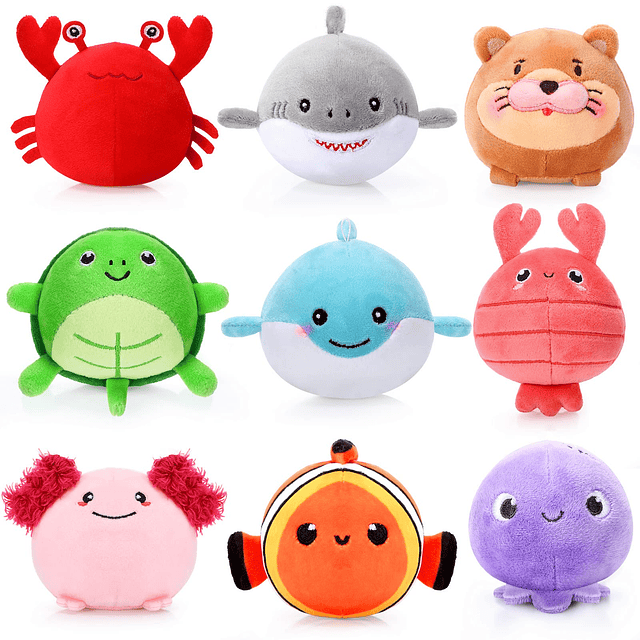 Squishy 9 piezas Mini juguetes de peluche Sealife de 3,15 pu