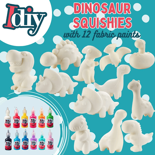 Squishy Jumbo Party Craft Kit Dino Squishies 12 dinosaurios