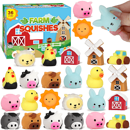 Squishy 36 PCS Animales de granja Mochi Squishy Toys Stress