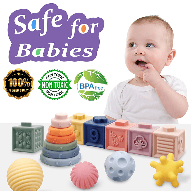 Squishy Juguetes Montessori para bebés, bloques de construcc