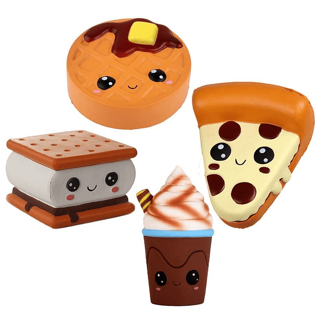 Squishy 4 piezas Squishies Smore Waffle Cake Pizza taza de c