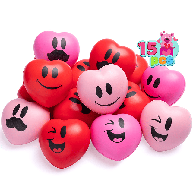 Squishy 15 bolas de estrés en forma de corazón de 3.0 in par