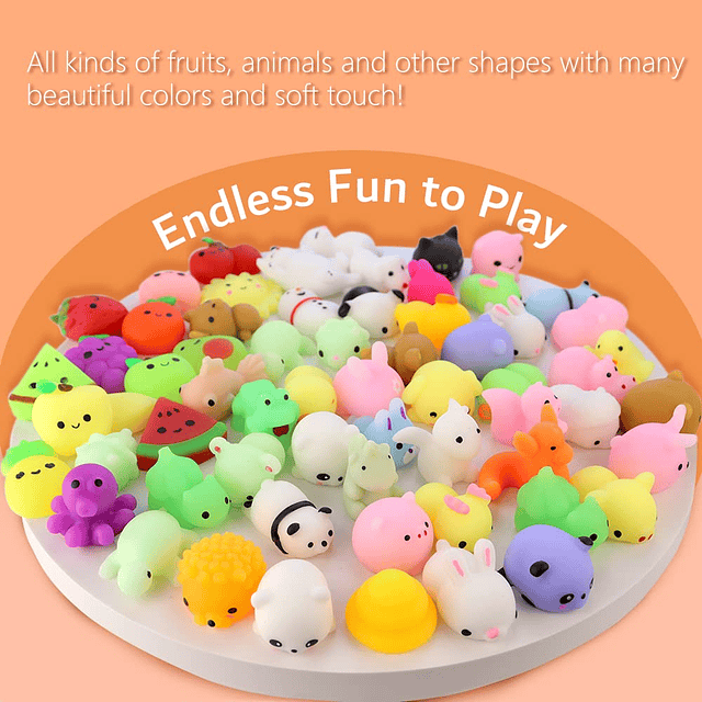 Squishy HengKe 62 Piezas Animales Kawaii Mochi Squishy Toys