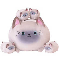 Squishy Peluche de gato siamés, lindo gato siamés de peluche