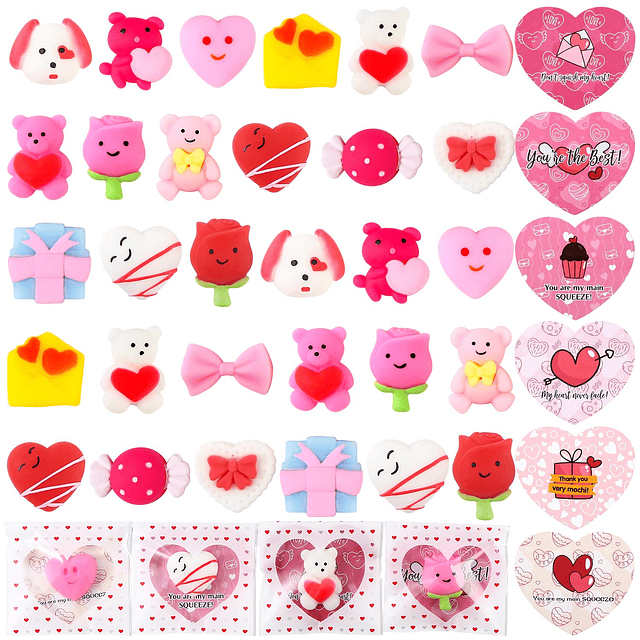 Squishy Paquete de 30 tarjetas de San Valentín para niños co