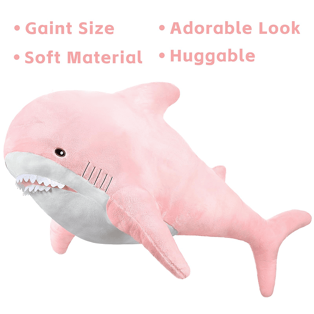 Squishy Animal de peluche de tiburón gigante, almohada de ti