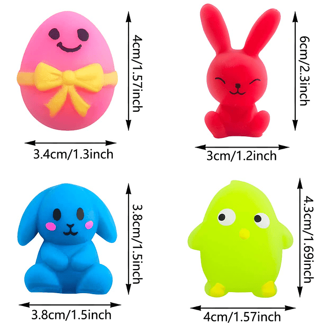 Squishy 48 piezas de juguetes blandos Mochi de Pascua, mini