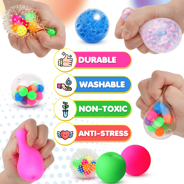 Squishy Juego de 6 bolas blandas para exprimir el estrés sen