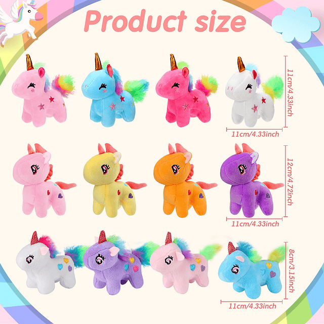 Squishy 24 Piezas Mini Unicornio de Felpa Animales de Peluch