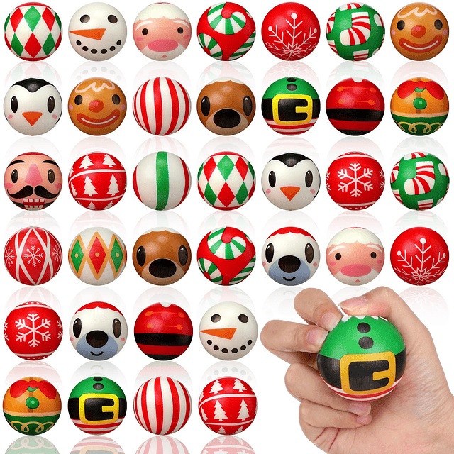 Squishy 36 bolas de estrés navideñas a granel, bolas de espu