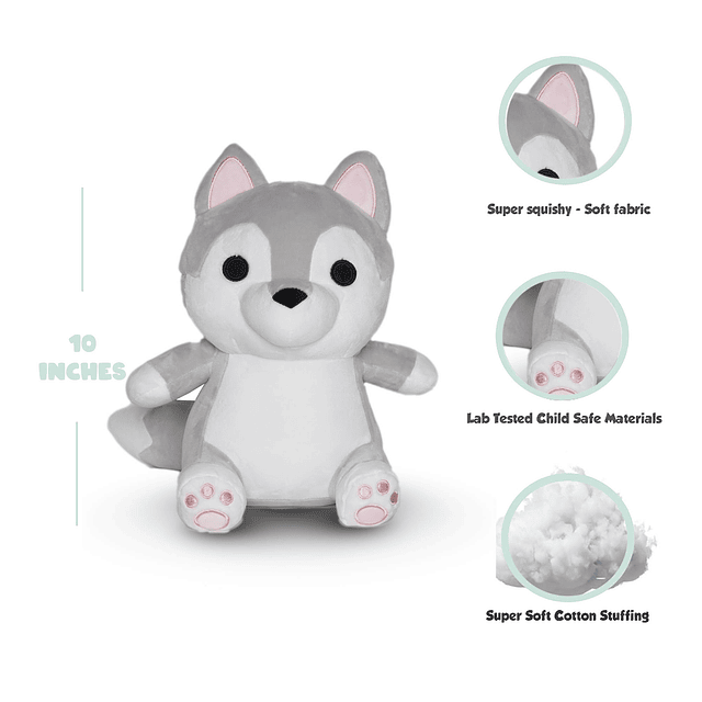 Squishy Peluche de lobo gris Peluche de peluche de 10 pulgad