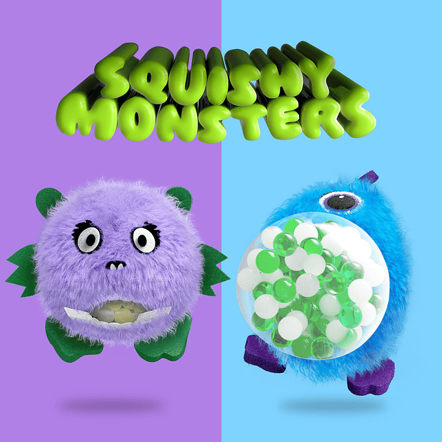 Squishy Squishy Monster Squeeze Toy Stress Ball azul y morad