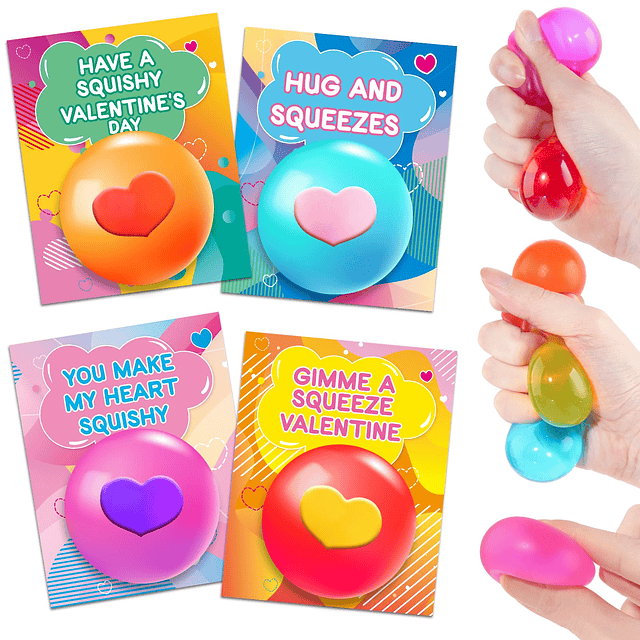 Squishy Paquete de 24 tarjetas de San Valentín con bolas par