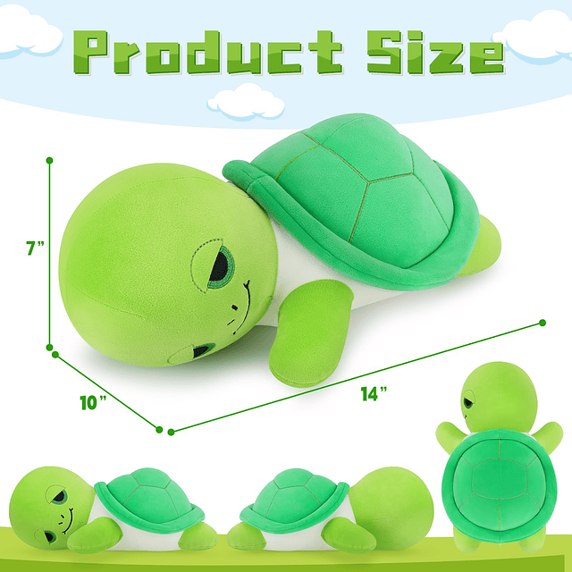 Squishy Animal de peluche de tortuga, linda almohada de tort