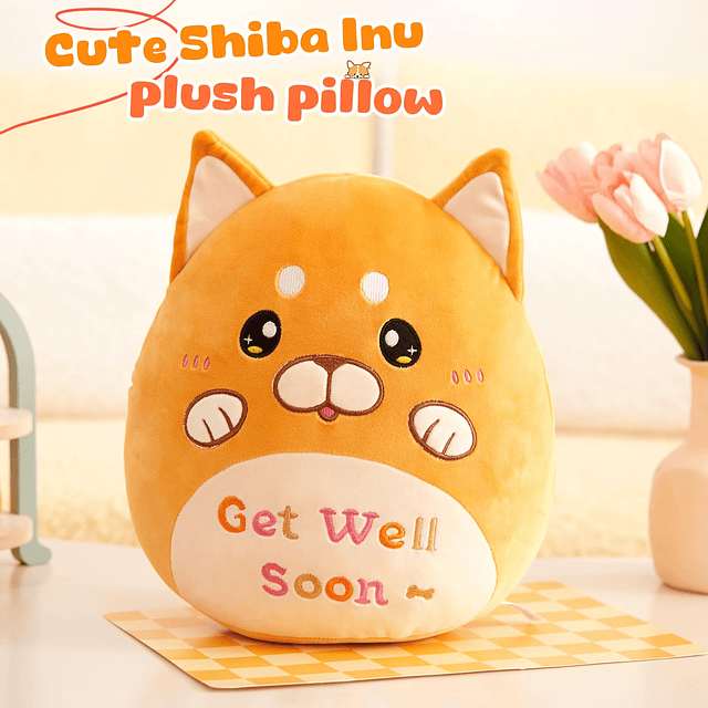 Squishy Almohada de felpa para cachorro Get Well Soon de 12