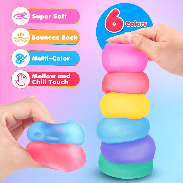 Squishy Fidget Toys Cubo de estrés para niños: Paquete de 12