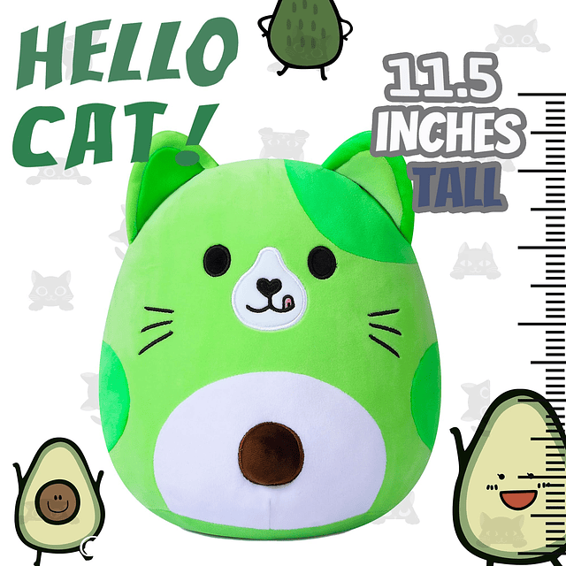 Squishy Almohada de felpa para gato de aguacate, lindo gato,