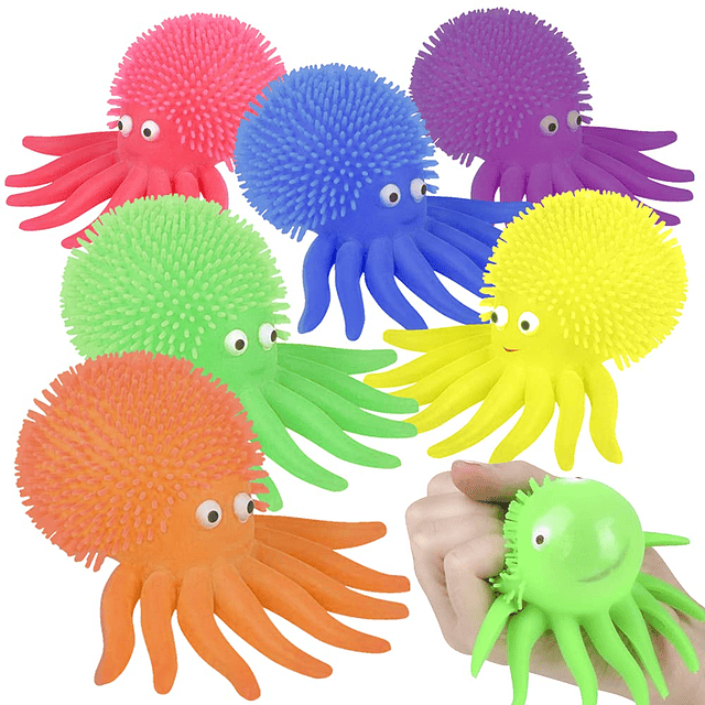 Squishy Puffer Octopus, juego de 6, juguetes inquietos para