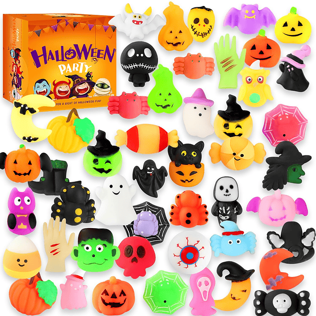 Squishy Favores de fiesta de Halloween, 46 piezas Mochi Squi