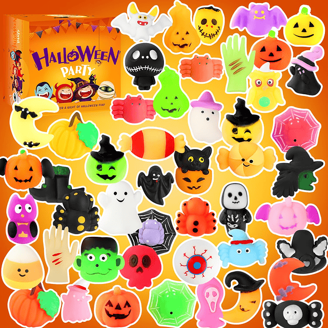 Squishy Favores de fiesta de Halloween, 46 piezas Mochi Squi