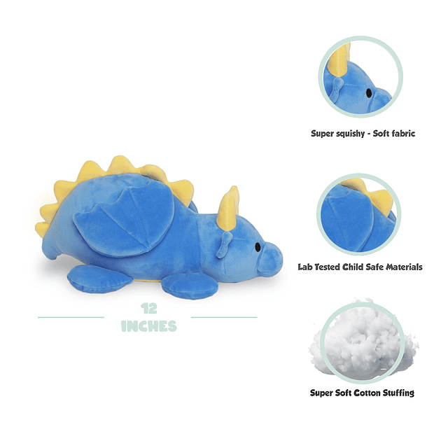 Squishy Peluche de dragón azul de 12 pulgadas, juguete de pe