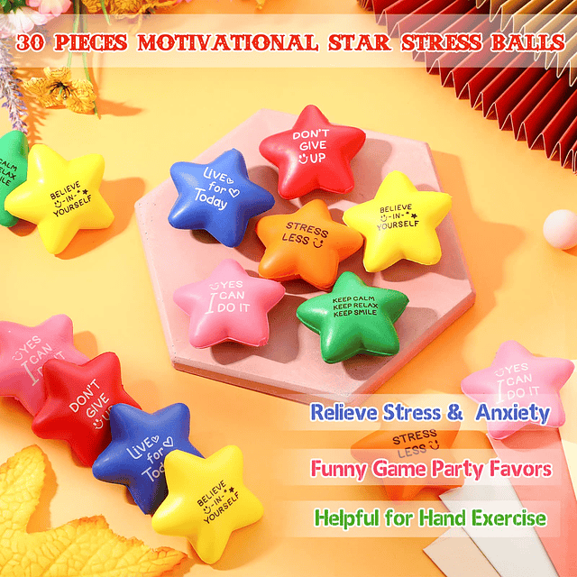 Squishy 30 bolas de estrés con forma de estrella motivaciona