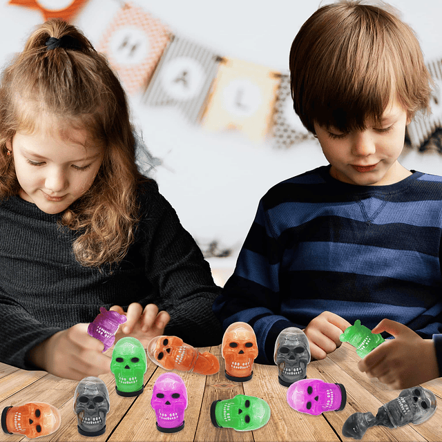 Squishy Juguetes de Halloween con cabeza de calavera ruidosa