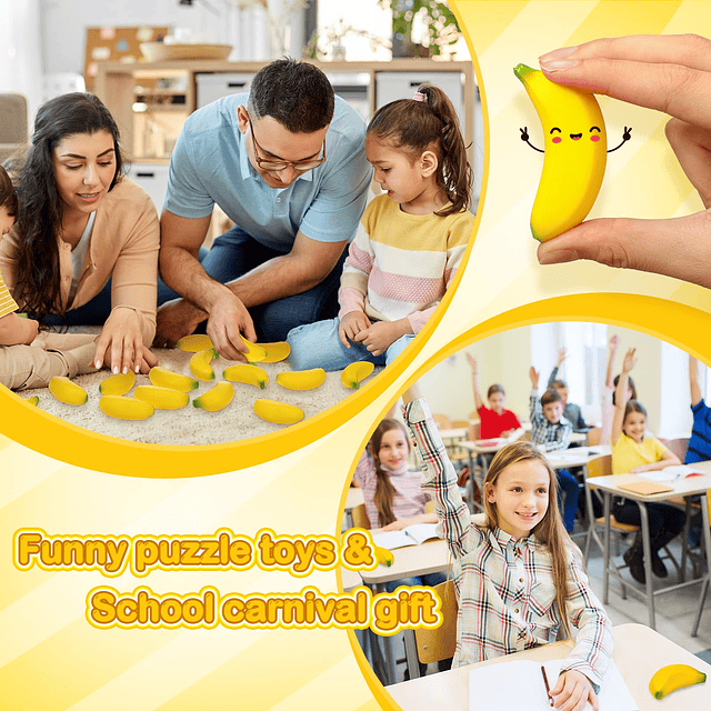 Squishy 50 Piezas Mini Bolas de Estrés de Plátano Juguetes E