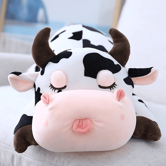 Squishy Animales de peluche de vaca, linda almohada de peluc