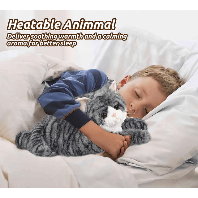 Squishy Animales de peluche de gato atigrado gris, almohadil