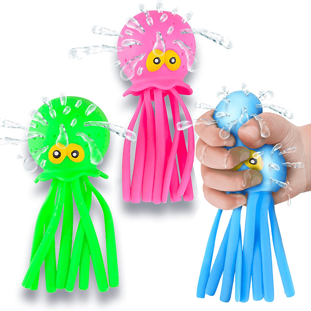 Squishy Bolas de agua de pulpo, juego de 3, juguetes de baño