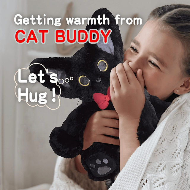 Squishy Animales de peluche de gato negro, almohadilla térmi