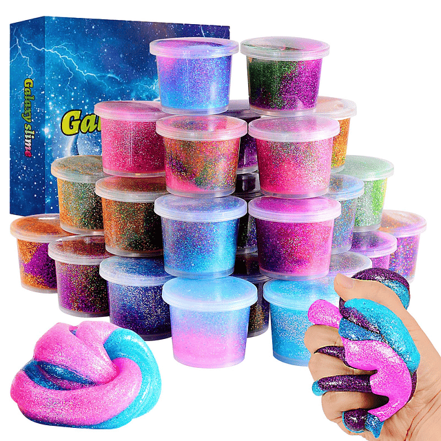 Squishy Galaxy Slime Sparkling Paquete de 24 regalos de fies