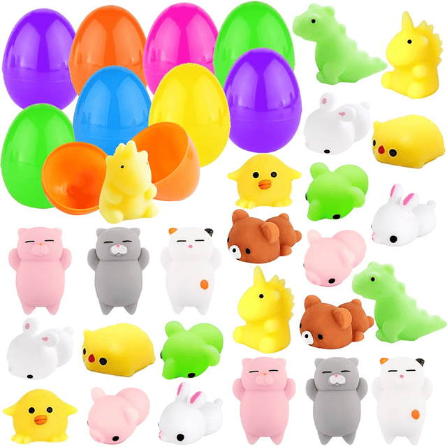 Squishy 24 huevos de Pascua + 24 juguetes Mochi Squishy, ​​h