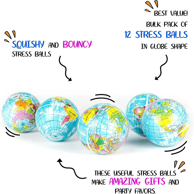 Squishy Bolas antiestrés terrestres de 3 pulgadas, 1 docena