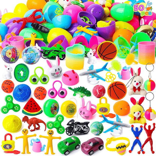 Squishy 50 huevos de Pascua precargados con juguetes, 48 ​​p