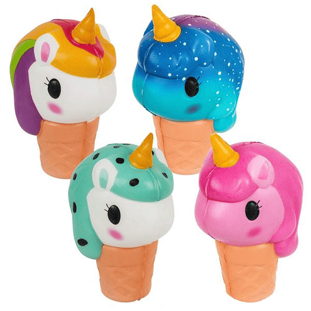 Squishy Squish Unicorn Ice Cream Toys para niños, juego de 4