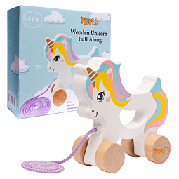 Squishy Juguete de Madera para Empujar y Tirar con Unicornio