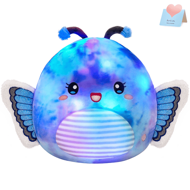 Squishy Almohada de peluche con forma de mariposa con luz az