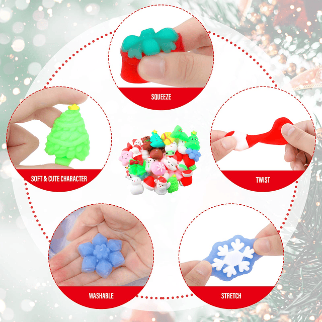 Squishy 80 piezas de juguetes navideños con bolsa de almacen