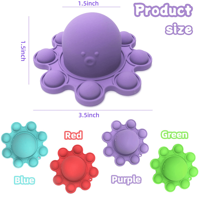 Squishy Octopus Pop Fidget Toy 2 paquetes, juguetes sensoria