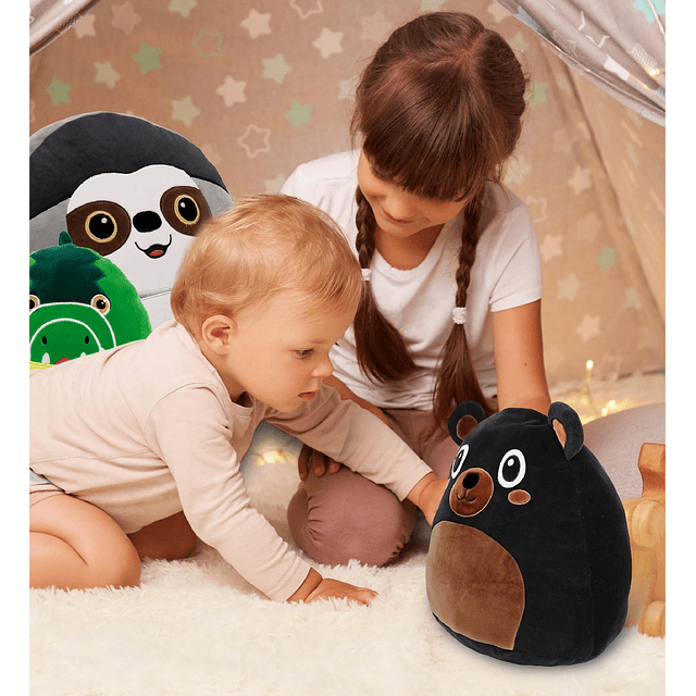 Squishy SnugMooshies Peluche de oso negro, diseño de animale