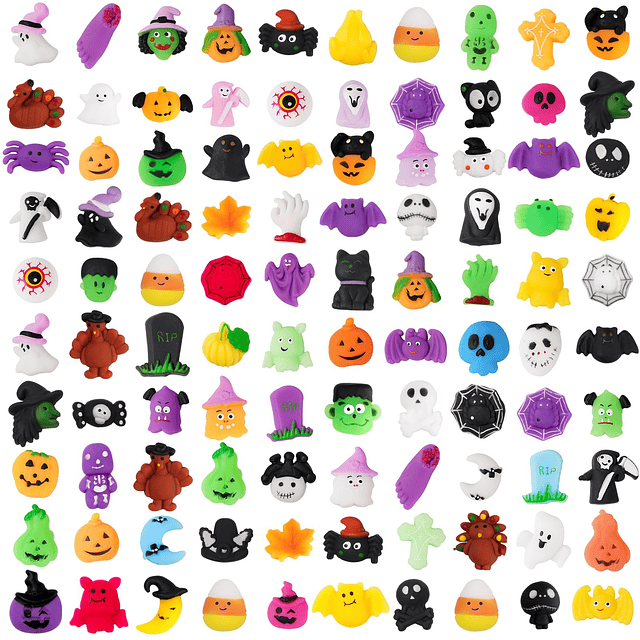 Squishy 100 PCS Halloween Mochi Squishies Toys Party Favors