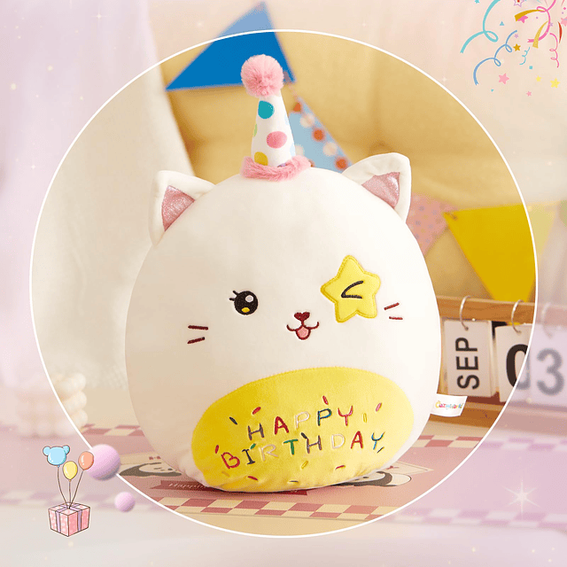 Squishy Almohada de peluche de gato de cumpleaños de 16.0 in