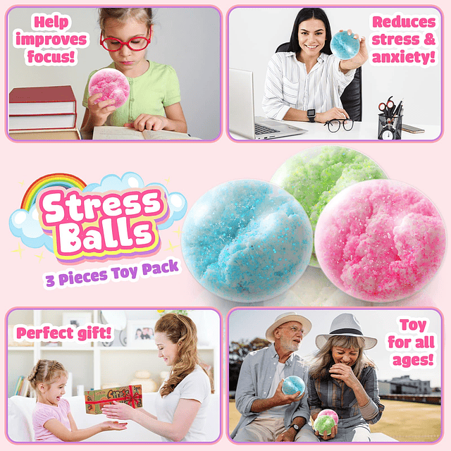 Squishy Bolas de estrés para adultos y niños: 3 bolas sensor