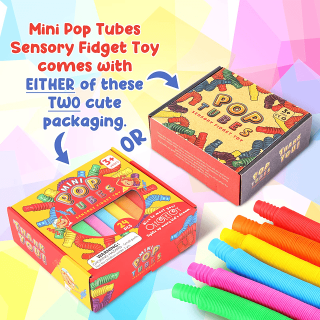 Squishy Pop Tubes Mini paquete de 24, juguetes sensoriales p