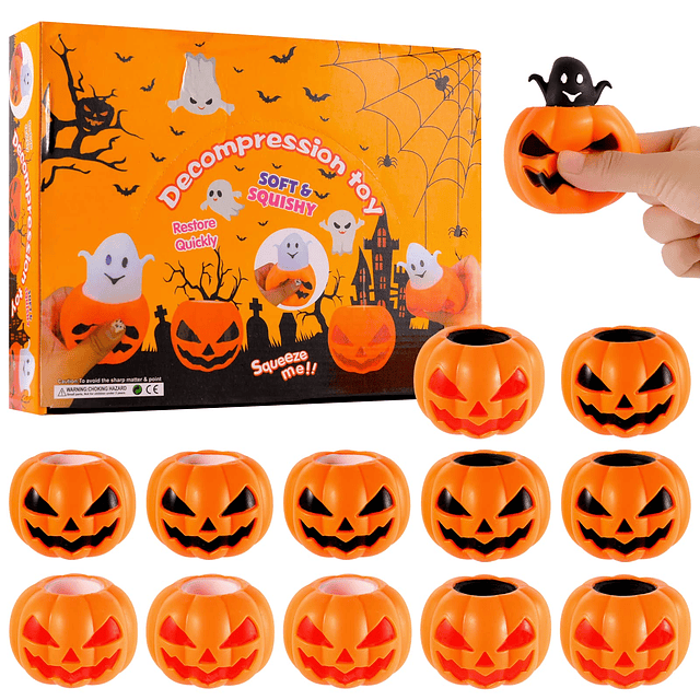 Squishy Juguetes de Halloween, 12 paquetes de juguetes de ca